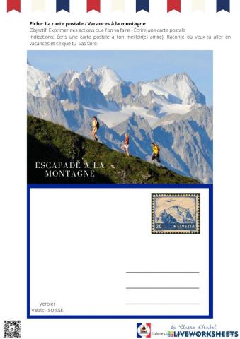 Mes vacances à la montagne - Carte postale