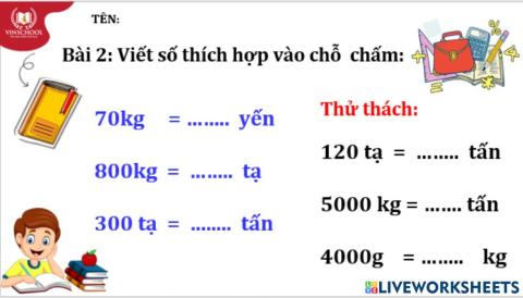 Đổi đơn vị đo khối lượng