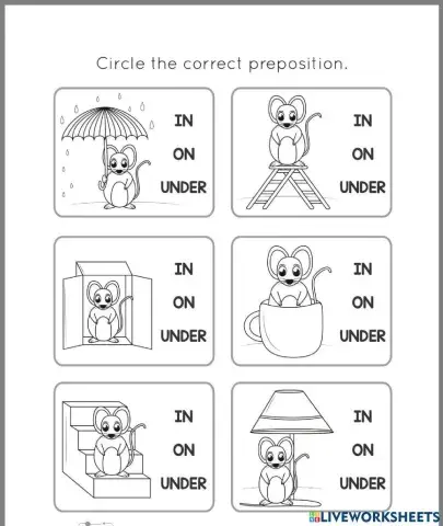 Prepositions in on under