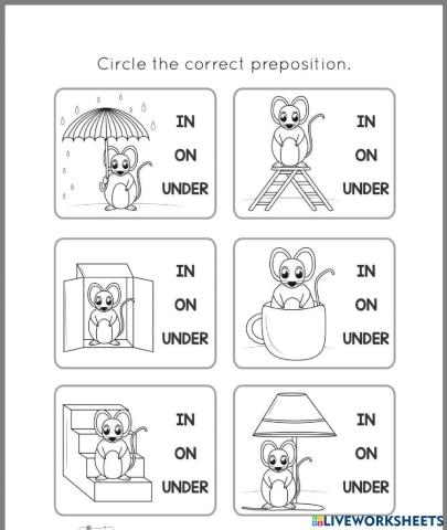 Prepositions in on under