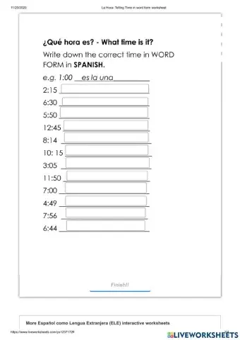 Telling Time in Spanish