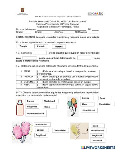 Examen trimestral física