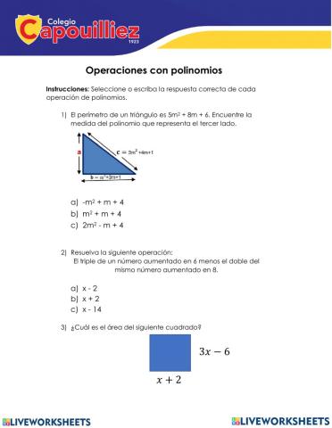 Operaciones entre polinomios