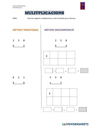 Multiplicacions 2 mètodes