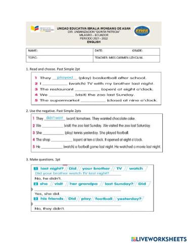 APORTE Q2P1 5TH GRADE