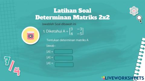 Latihan soal determinan 2x2
