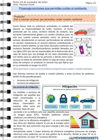 Propongo acciones que permitan cuidar el ambiente.