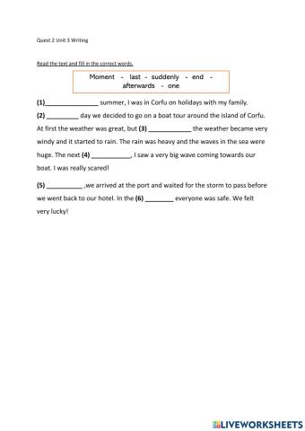 Unit 3 linking words