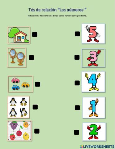 Tes de los números del 1 al 5