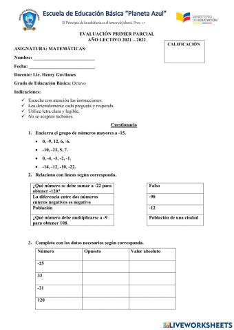 Evaluación Primer Parcial