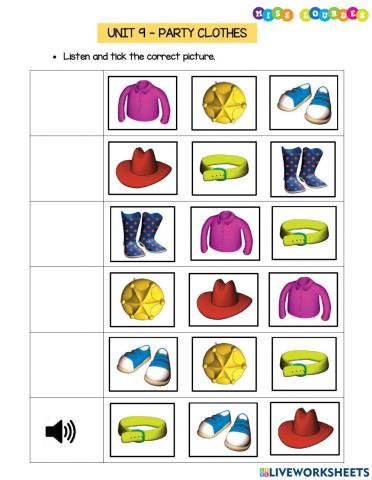 Vocabulary - party clothes