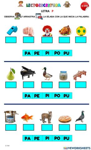 Letra P - Sonido inicial