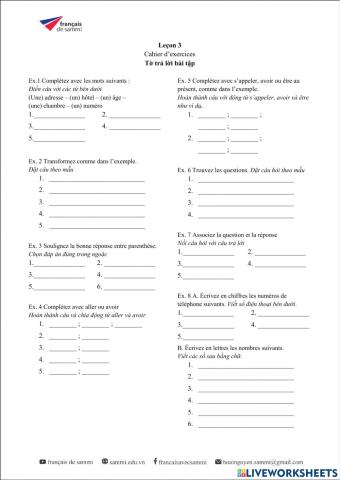 Le Nouveau Taxi 1 - Leçon 3 - Cahier d'exercices