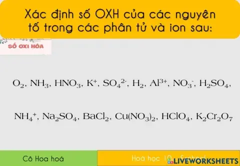 Số oxi hoá - hoá học 10
