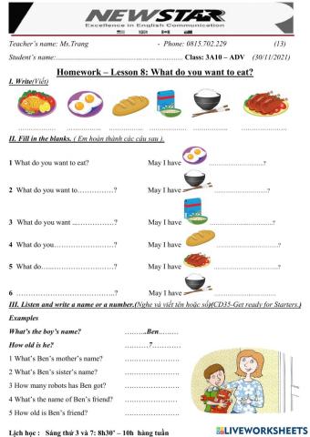 3A10-Lesson 8-What do you want to eat?