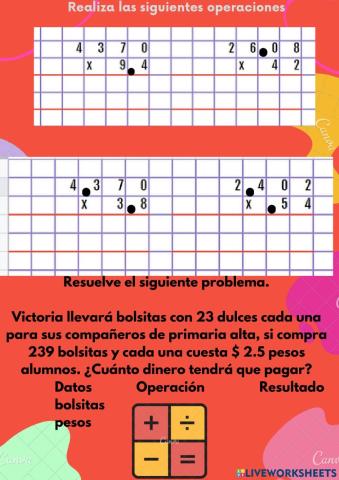 Multiplicaciones con punto decimal