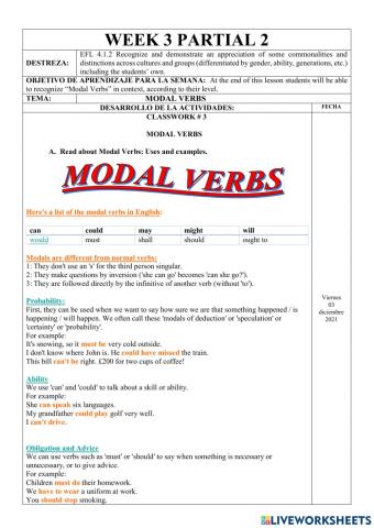 Ejercicios Online-Modals- 10th EGB