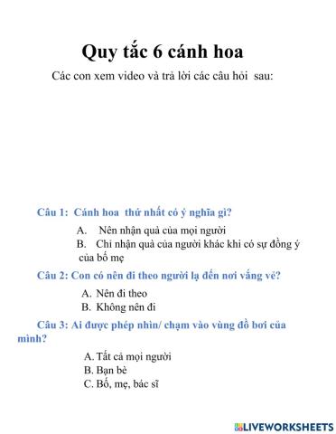 Lớp 4 - 6 cánh hoa