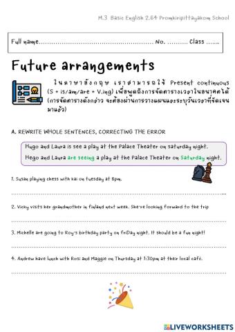 Lesson 2 Future arrangement