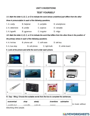 Unit 5 inventions test yourself