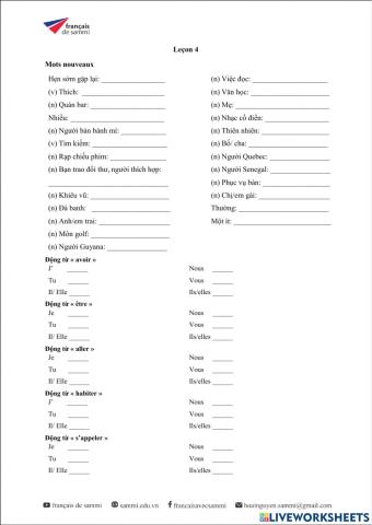 Le Nouveau Taxi 1 - Leçon 4 - Vocabulaire & Conjugaison