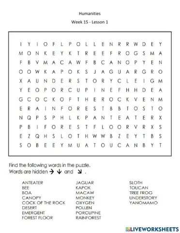 Humanities Week 15 Lesson 1