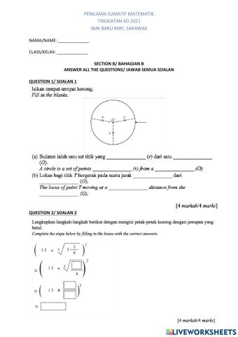 Ujian sumatif matematik 4d