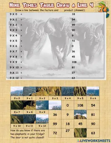 Nine Times Table Draw a Line 4