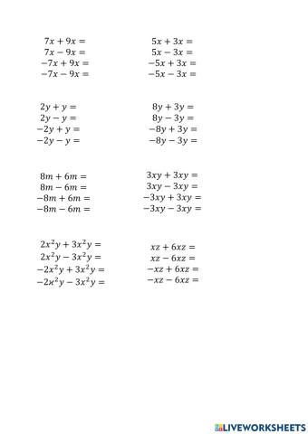 Adunarea și scăderea termenilor asemenea
