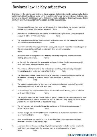 Business Law: Key Adjectives