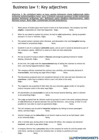 Business Law: Key Adjectives