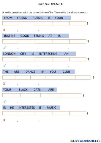 Unit 1 Test. EPS.Part 2
