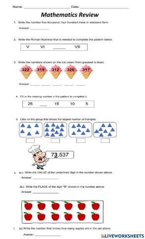 Math Review Concept of Numbers
