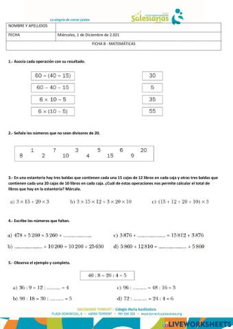Ficha 8 (Matemáticas)