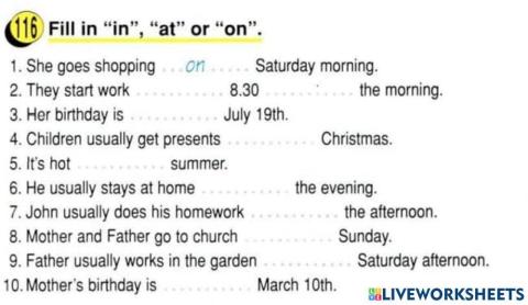 Prepositions of time