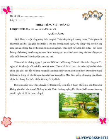 Phiếu bài tập tuần 13