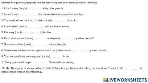 Gerund&Infintive -Passive&Active-5