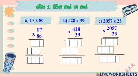 Luyện tập nhân với số có hai chữ số