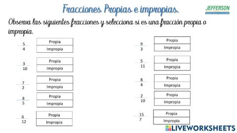 Fracciones propias e impropias
