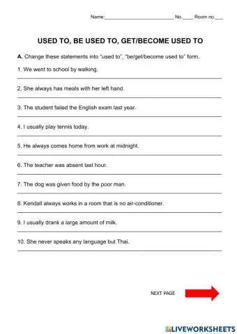 Used to, be used to, get-become used to