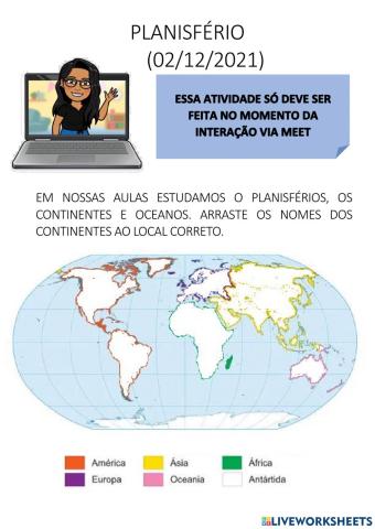 Mapa mundi: continentes e oceanos