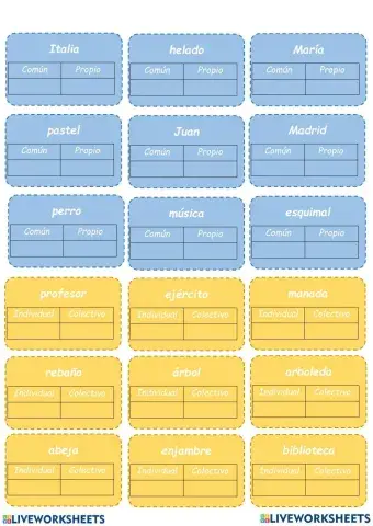 Sustantivos propios, comunes, individuales y colectivos