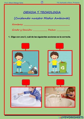 Demuestro lo aprendido sobre el cuidado de nuestro Medio Ambiente