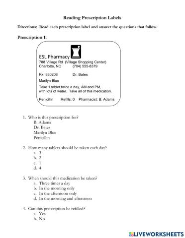 SU: Reading prescription labels.
