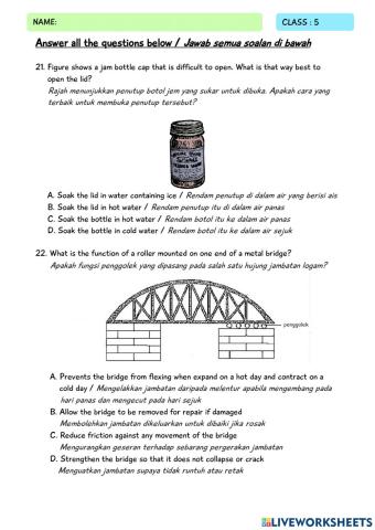 KUIZ SAINS AKHIR TAHUN - TAHUN 5 DLP part 2