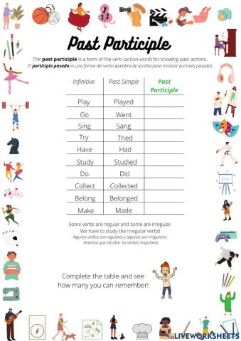 Past Participles: verbs for sports and hobbies