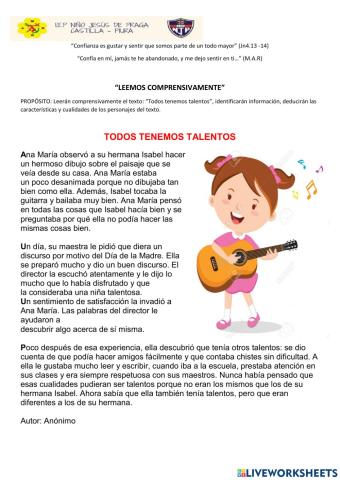 Lectura: Todos Tenemos Talentos