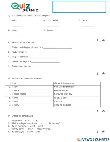 Quiz unit 2 first quarter