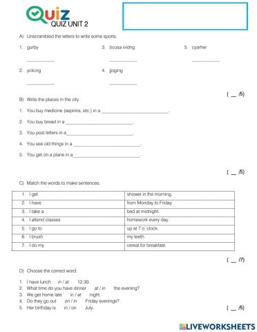 Quiz unit 2 first quarter