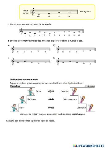 Notas y tipos de voces